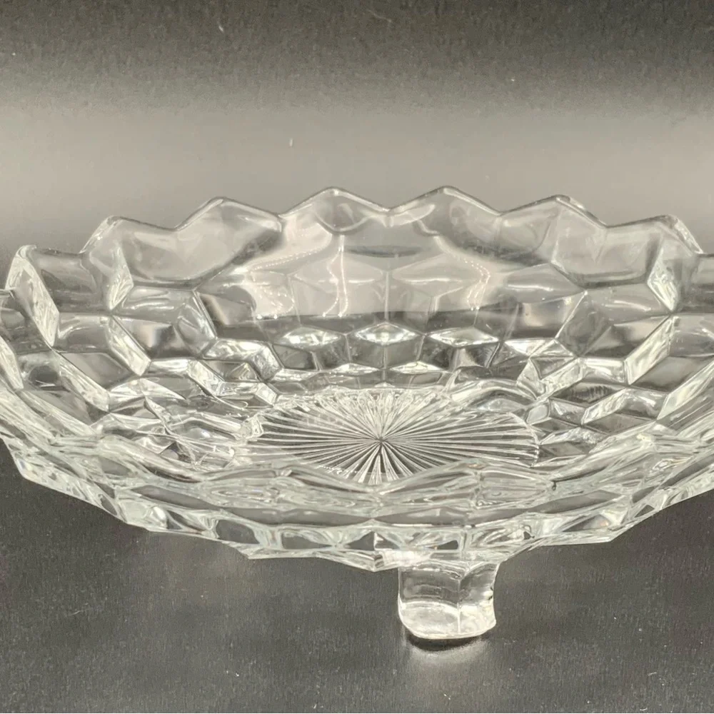 Fostoria Glass American 3-Toed Footed 7" Round Bon Bon Candy Dish Bowl Vintage - Picture 3 of 5